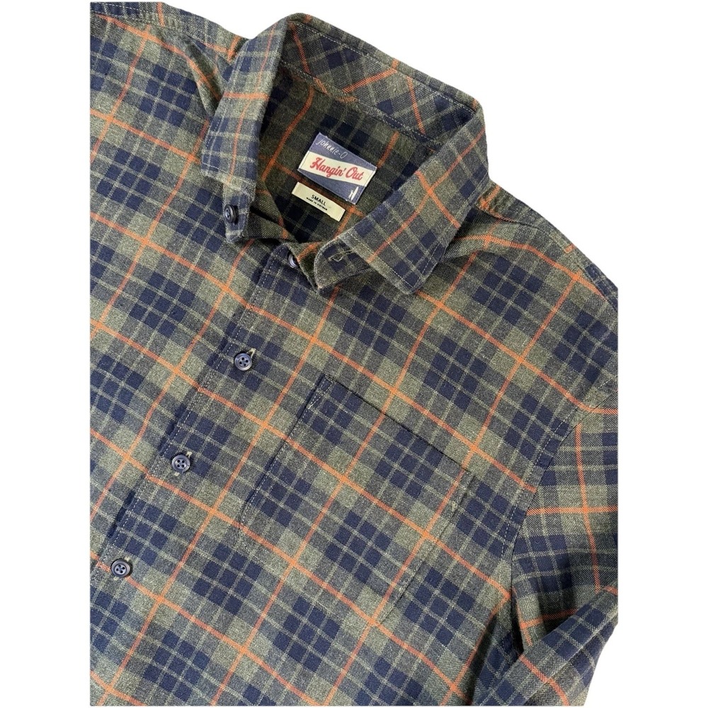Johnnie-O Hangin Out Sussex Carrot Kale Melange Flannel Button Down Shirt Size S